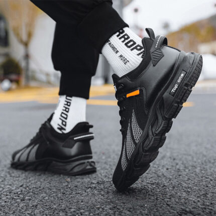 Sanfordz Men’s Mesh Color-block Lace-up Sneakers Casual Lightweight Breathable Sports Shoes