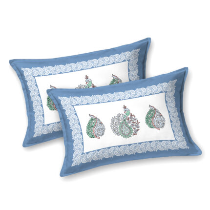 Sneha King Size Pure Cotton Blue white