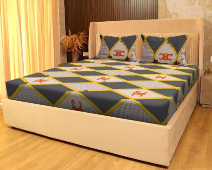 SANFORDZ king size bed sheet (SZ-1358-Yellow/Black) 250*275cm