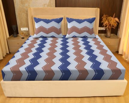 SANFORDZ Queen size bed sheet (SZ-1456-ZigZag)230*250 Cm