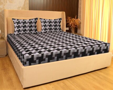SANFORDZ king size bed sheet (SZ-1350-Black/white) 250*275cm