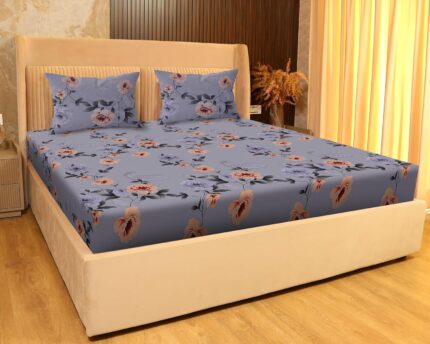 SANFORDZ Queen size bed sheet (SZ-1458-Grey-Pink-Floral)230*250 Cm