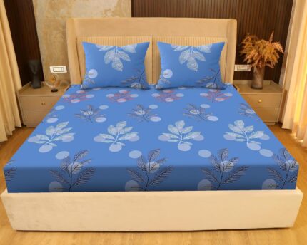 SANFORDZ Queen size bed sheet (SZ-1459-Blue-Floral)230*250 Cm