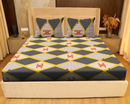 SANFORDZ king size bed sheet (SZ-1358-Yellow/Black) 250*275cm