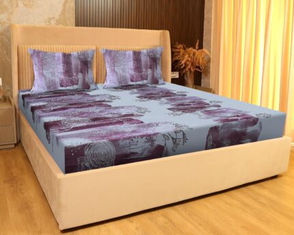 SANFORDZ Queen size bed sheet (SZ-1467-Grey-Pink Digital)230*250 Cm